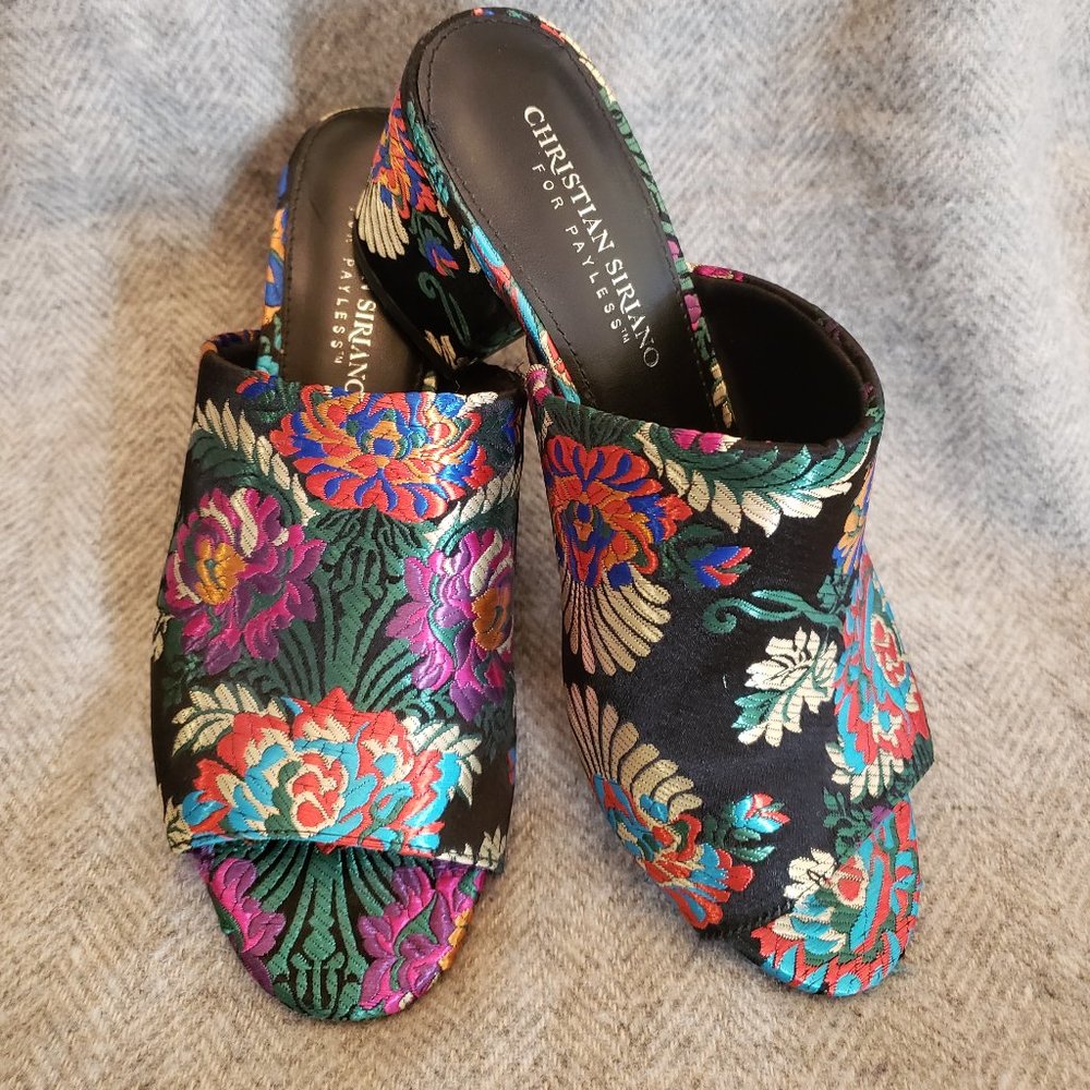 Christian Siriano Floral Print Mules Size 7